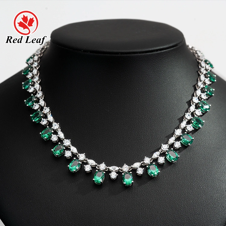 10K 14K 18K White Gold Round Cut & Marquise Cut Moissanite Oval Cut Lab Grown Emerald Necklace Custom Lab Made Jewelry -Redleaf 1