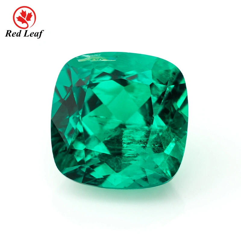 Redleaf Lab Grown Emerald Green Synthetic Gemstone Cushion Cut 1