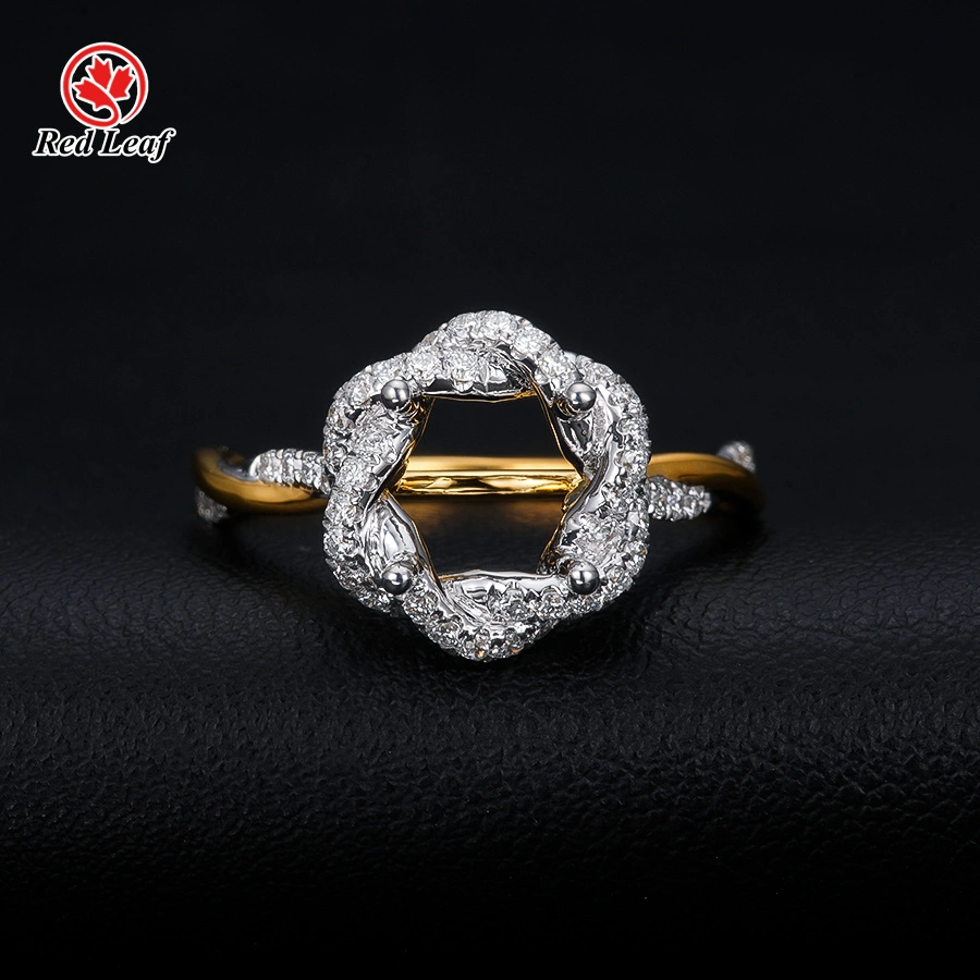 Redleaf 18K Yellow Gold Classic Geometric Style Lab Diamonds Engagement Wedding Ring Factory Made Diamond Rings 1