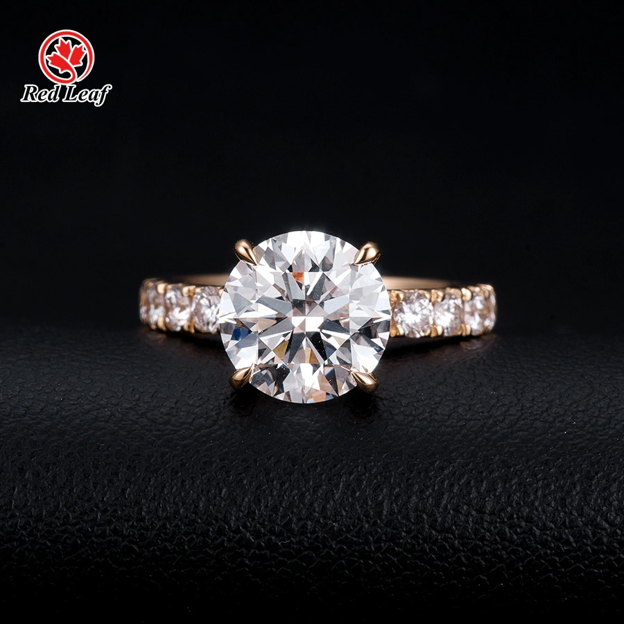 3.09CT 14K Gelbgold & Runder Cut Labor Diamond Ring IGI-Zertifikate Benutzerdefinierte Verlobungsringe Labor Diamonds-Rotblatt 1