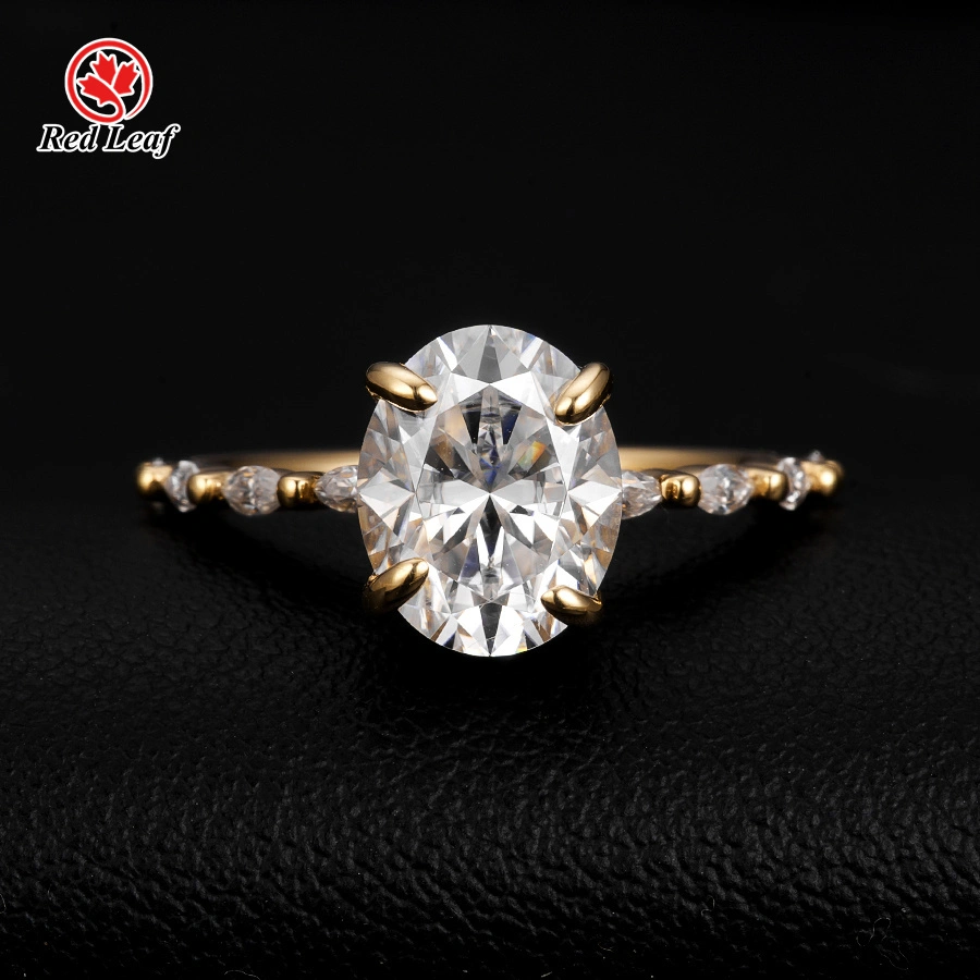 Redleaf Hot Selling 18k Yellow Gold Oval Cut Moissanite Engagement Ring Custom Lab Made Jewelry 1