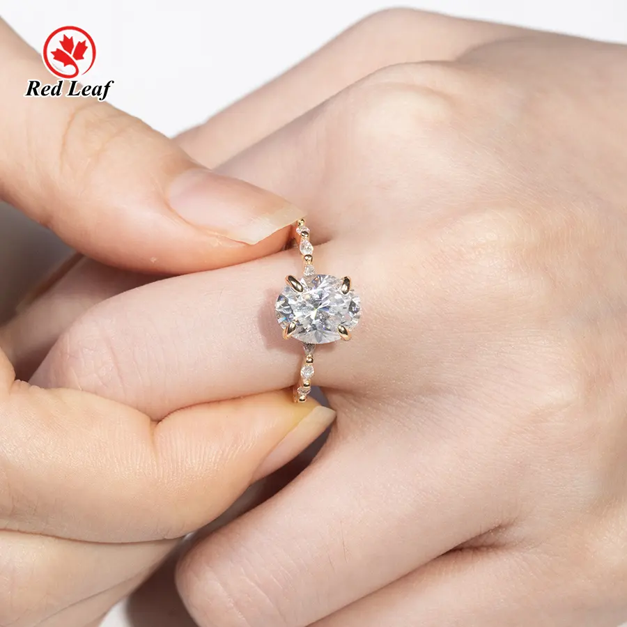 Lab Grown Gemstone Engagement Rings Round Oval Gemstone Ring Wholesale - Redleaf 4