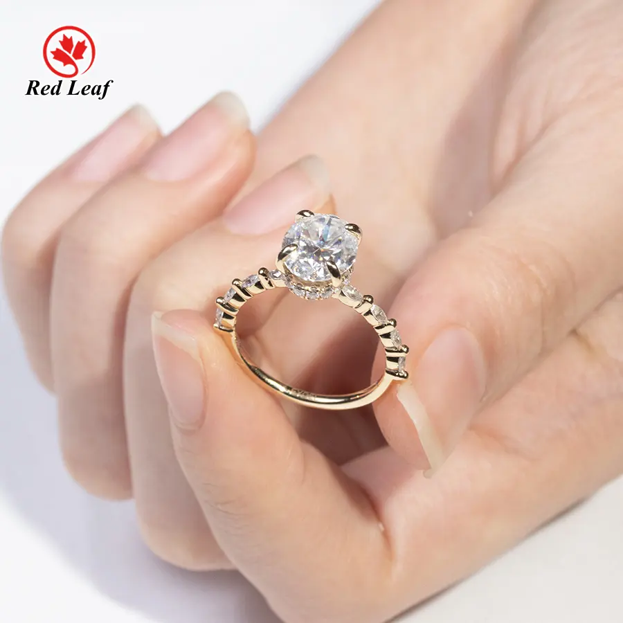 Lab Grown Gemstone Engagement Rings Round Oval Gemstone Ring Wholesale - Redleaf 5