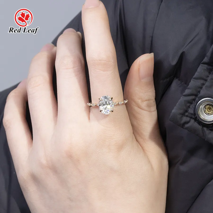 Lab Grown Gemstone Engagement Rings Round Oval Gemstone Ring Wholesale - Redleaf 3