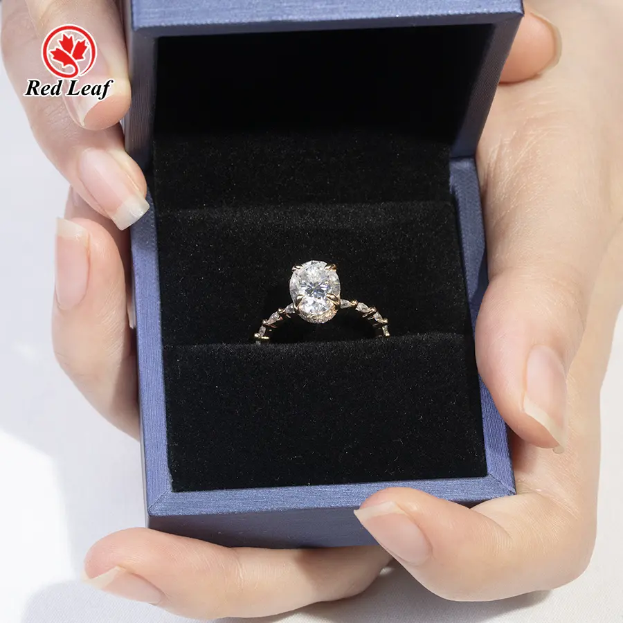 Lab Grown Gemstone Engagement Rings Round Oval Gemstone Ring Wholesale - Redleaf 6