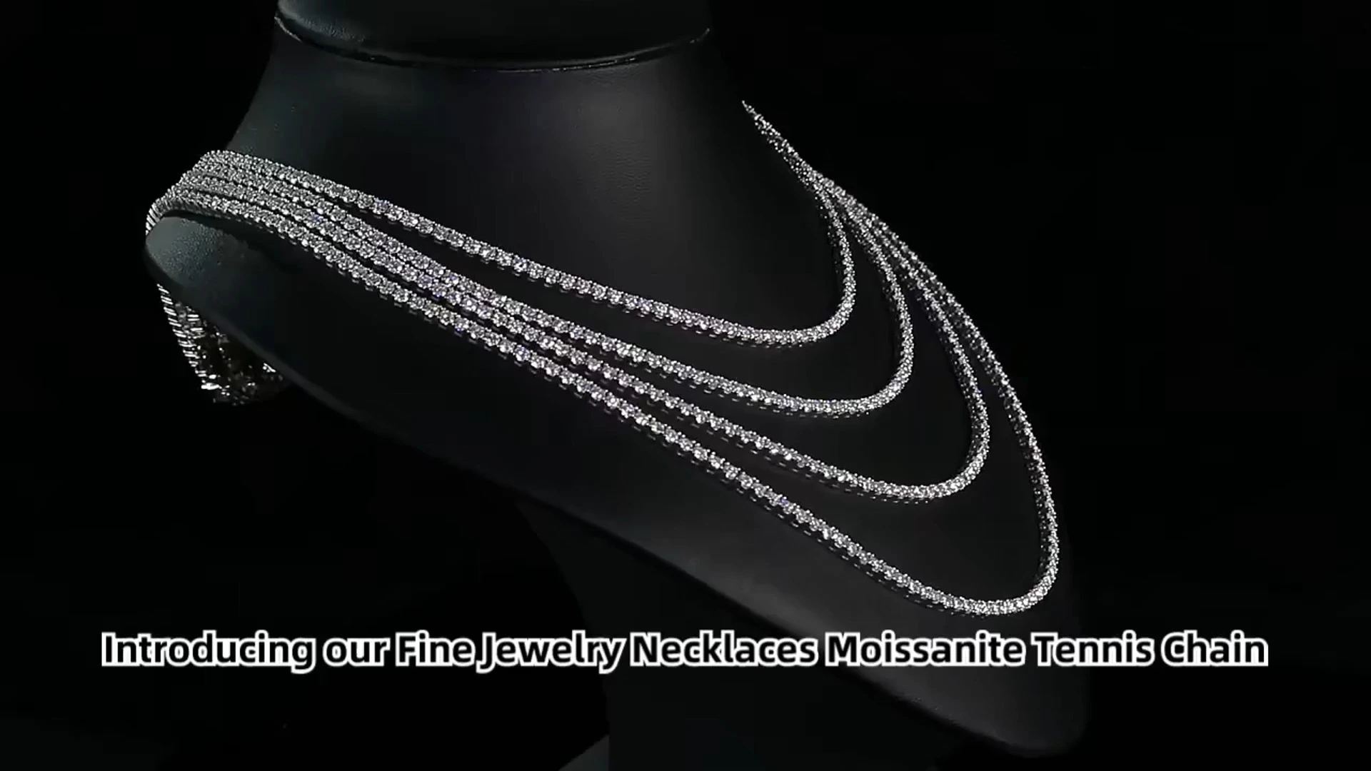 Großhandel Hip-Hop-Schmuck mit Strasssteinen (2 mm, 3 mm, 4 mm, 5 mm) aus 925er Sterlingsilber mit VVS-Moissanit-Tennisketten - Redleaf 1