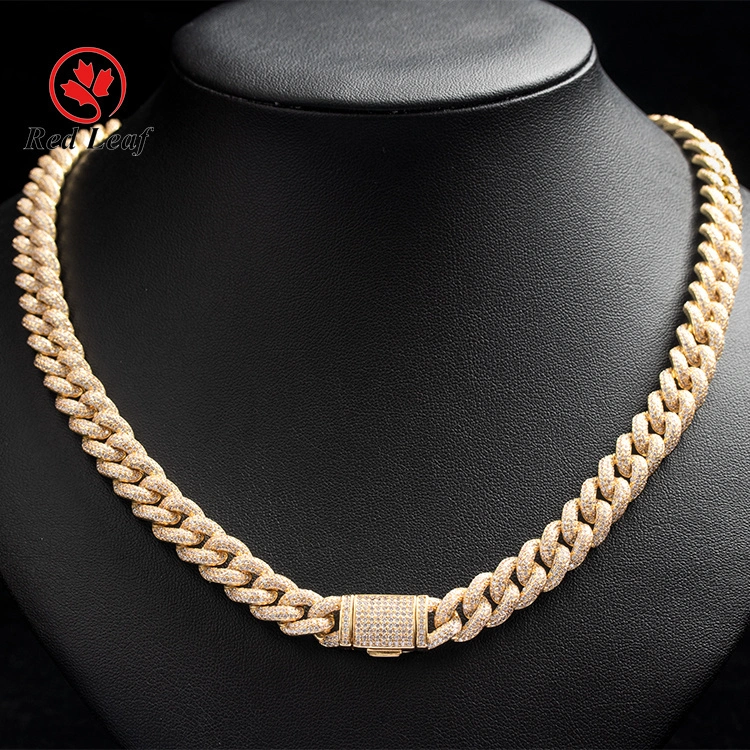 Redleaf Customized 18K Hip Hop Necklace Men's Cuban Link Chain With Moissanite 1