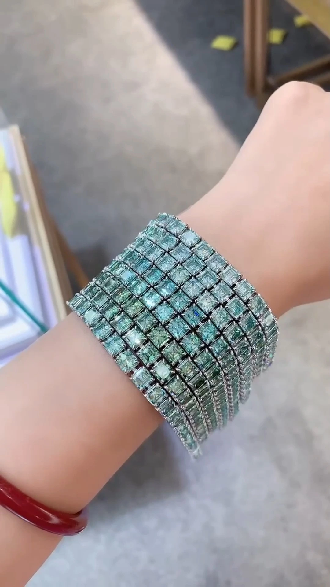Redleaf GRA Certified 925 Silver Asscher Cut Blue Green Moissanite Tennis Bracelet Lab Custom Made Made Made 1