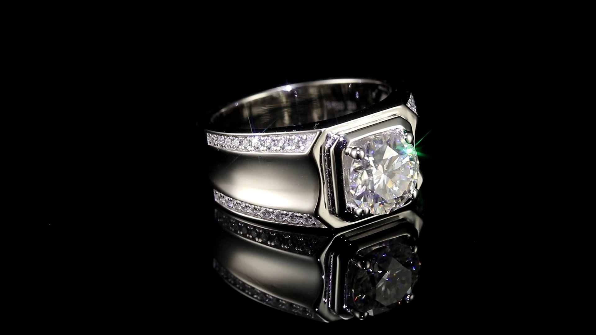 Redleaf 3CT Round Cut 14K White Gold Moissanite Ring For Man Custom Lab Grown Engagement Rings 1