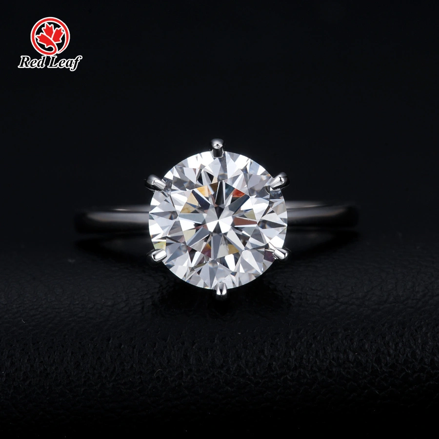 Round Cut 18K White Gold Lab Diamond Ring Custom Lab Grown Diamond Engagement Rings-Redleaf 1