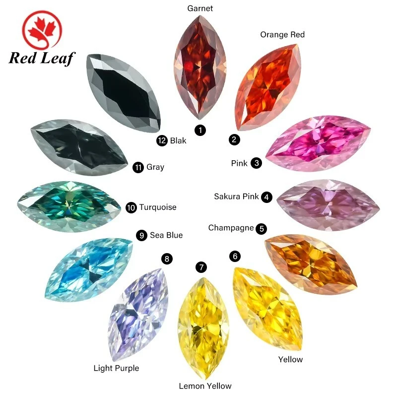 Wholesale 3mm 4mm 5mm Marquise Cut Sea Blue Moissanite for Jewelry  -Redleaf 1