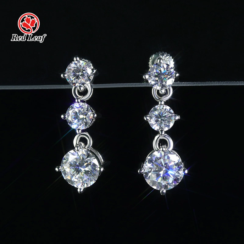 Redleaf 925 Silver D VVS Round Brilliant Cut Moissanite Stud أقراط 1