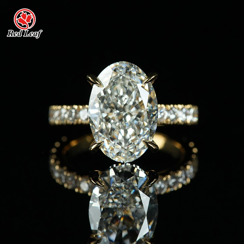 Redleaf 18K Gelbgold & Oval Cut Labor Diamond Ring Custom Lab Diamond Engagement Ringe 1