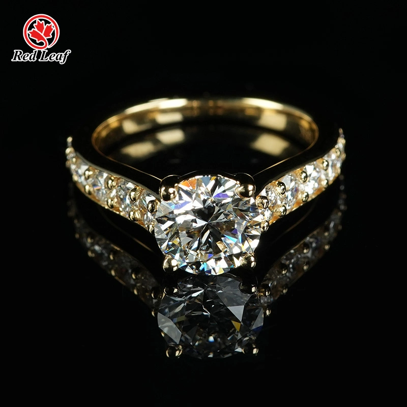 18K Gelbgold & Rundkürzung Labor Diamond Ring Custom Engagement Rings Labor Diamonds-Rotblatt 1