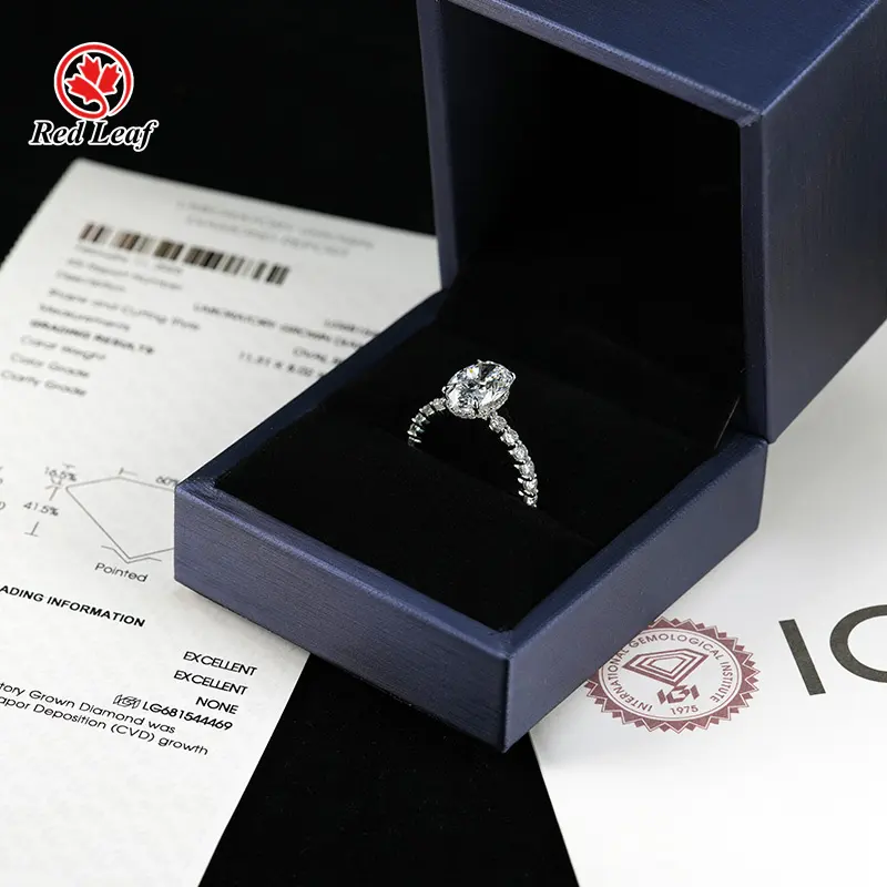 Custom Lab Diamond Engagement Rings PT950 - - Redleaf 8