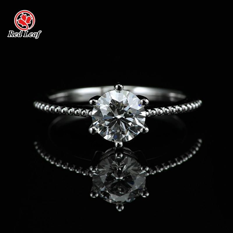 Redleaf 1.03ct D VVS2 18K Gold de oro blanco Corto redondo Cut Round Lab Diamond Engagement Anillos IGI certificado 1