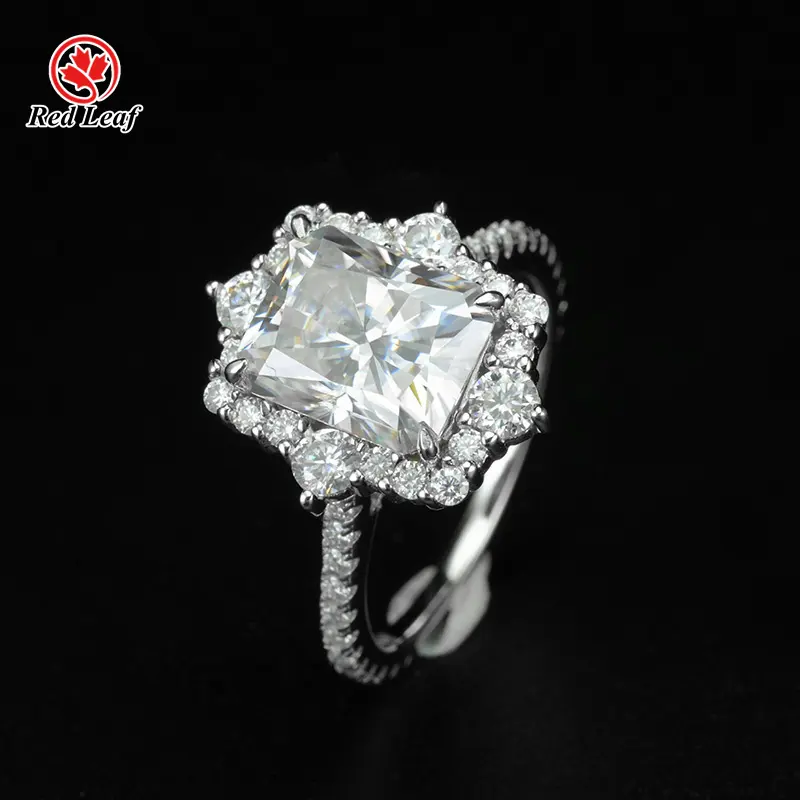 Lab Grown Gemstone Engagement Rings Round - - Redleaf 5