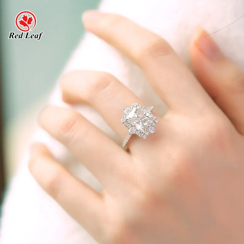 Lab Grown Gemstone Engagement Rings Round - - Redleaf 3