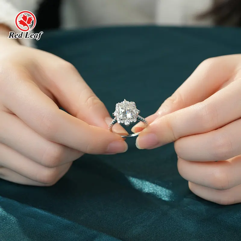 Lab Grown Gemstone Engagement Rings Round - - Redleaf 4