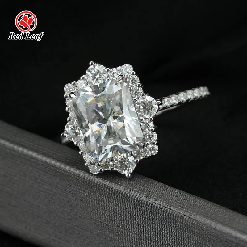 Lab Grown Gemstone Engagement Rings Round - - Redleaf 8