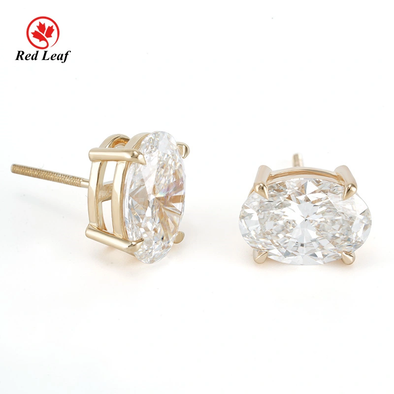 Redleaf 3.07CT VS1 14K Gold Oval Cut Labor Diamond Ohrringe 1