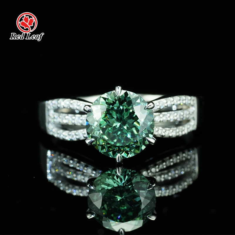 925 Silver 10k 14k 18K الذهب الأبيض جولة مختبر مخصص الماس الموداء خاتم الخطوبة Redleaf 1