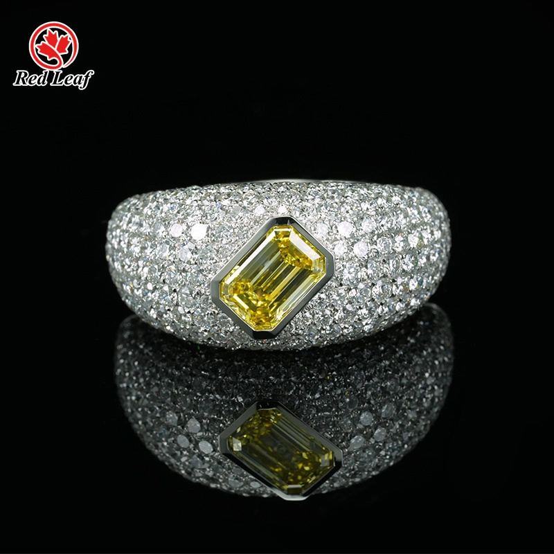 Redleaf 14K Gold Gold Men anillo Color amarillo Corte Emerald Cut Lab Grown Diamond Lab Lab Diamond Jewelry 1