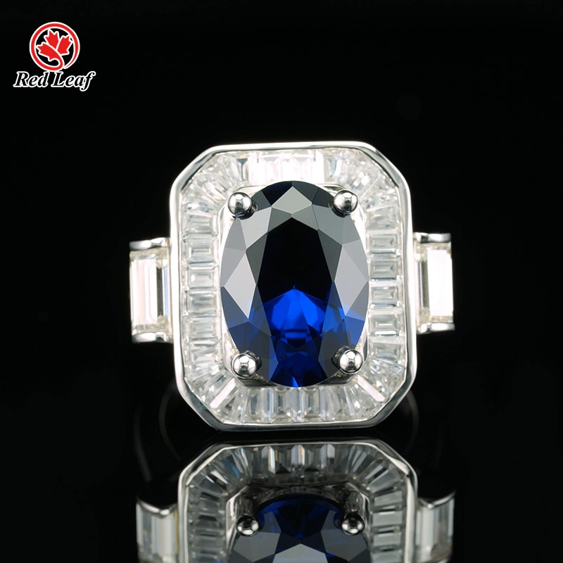 Redleaf 3CT GRC Certified 14K White Gold Oval Cut Lab Grown Sapphire Wedding Ring 1