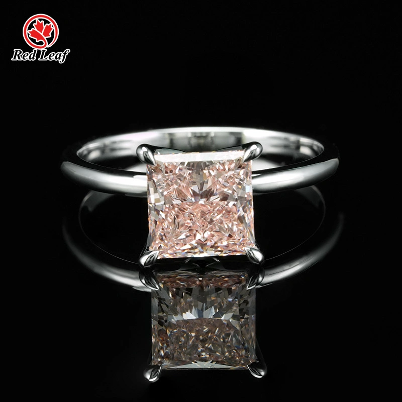 Redleaf 2.01CT VS1 18K White Gold Lab Grown Diamond Ring Pink Princess Cut 1