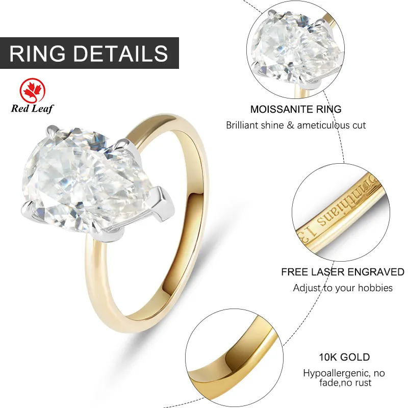 Lab Grown Gemstone Rings Long Cushion Pear Gemstone Ring Wholesale - Redleaf 8