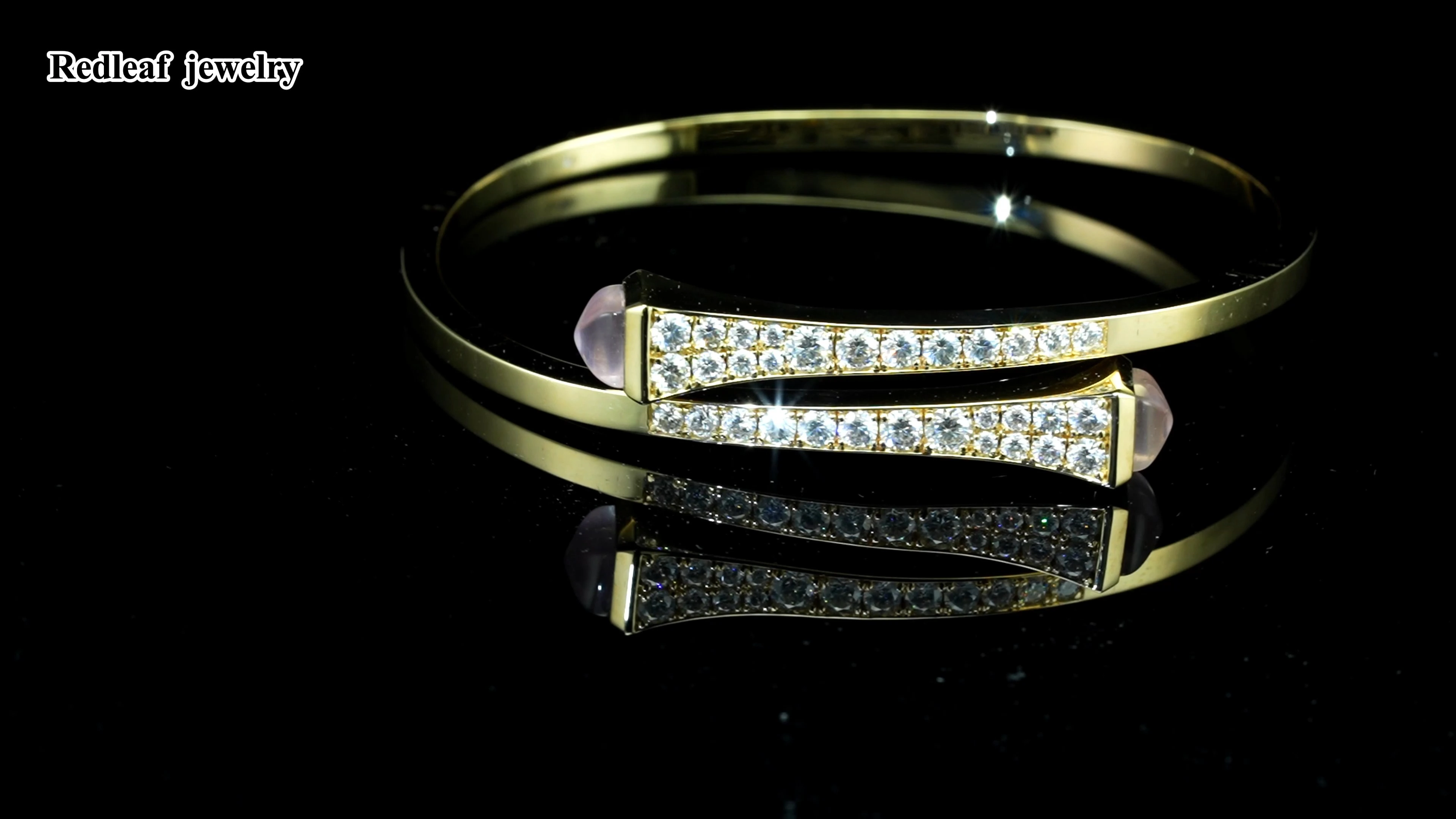 Redleaf Fashionable 18K Yellow Gold D VVS Moissanite Bangles Gift For Women Custom Lab Made Jewelry 1