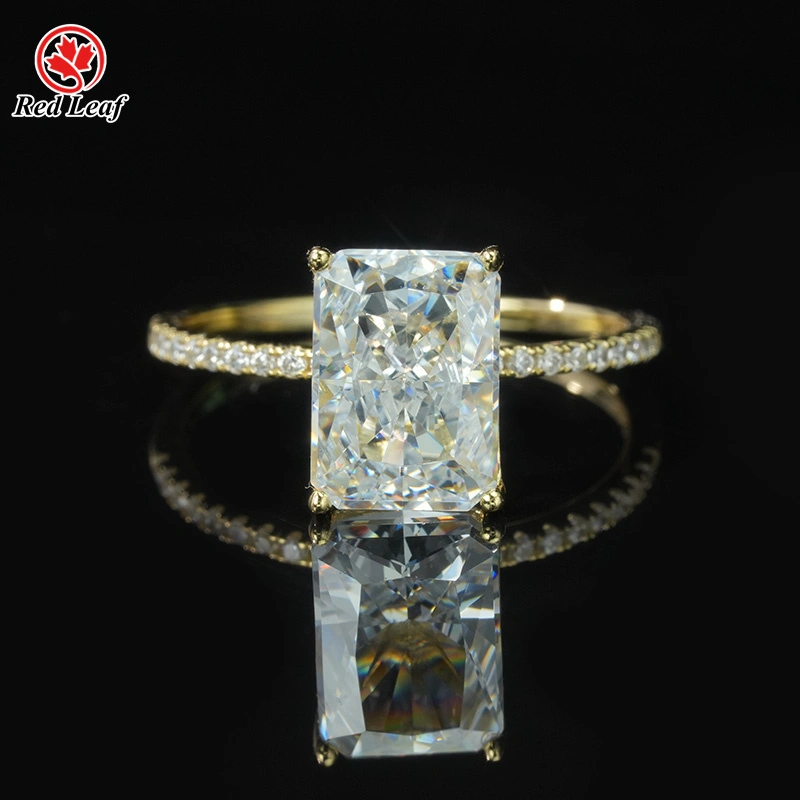 Redleaf Radiant Cut 3CT D VVS1 MISSANITE RING 18K Jaune Gold Custom Lab Grown Engagement Rings Gra certifié 1