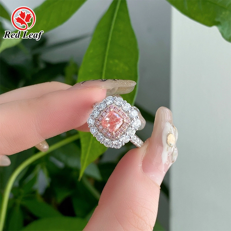RLR-4 Redleaf 18K 0.6ct Weißgold IGI zertifiziertes Pink-Kissen-Cut-Cut-Labor für Diamantringe 1