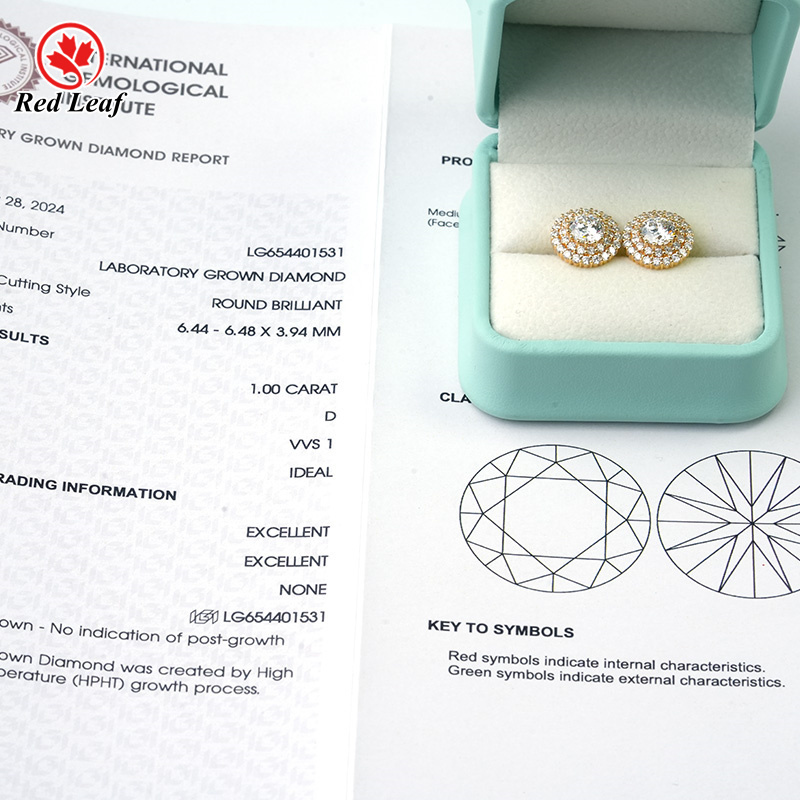 Redleaf 18K Gelbgold 1CT D VVS1 ROUND CUT LAB ZURUG DIAONMENTEN 7