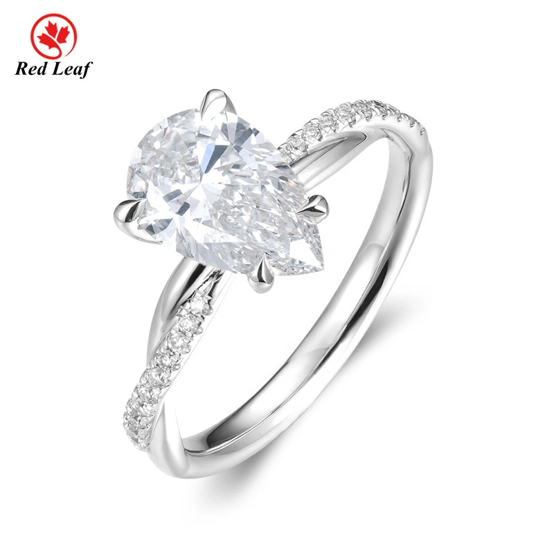 Redleaf 14K/18K White Gold Pear Cut Lab Grown Diamond Engagement Ring Custom Lab Created Diamond Rings 1