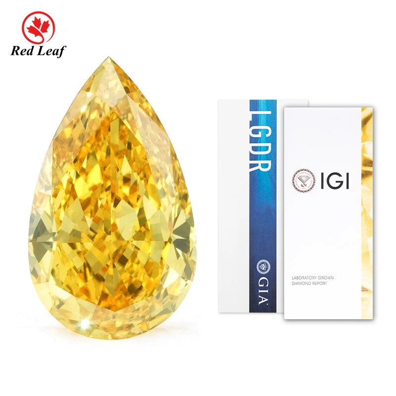 Redleaf Pear Forme Igi Certificate Lab Grown Diamond Diamond Fancy Faglow Yellow CVD Lab Fabricants de diamants cultivés 1