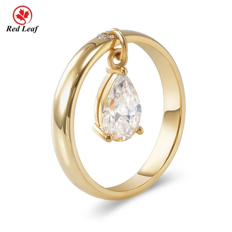 18 carats jaune en or Pière coupée Moisanite Ring GRA Certificat Certificat Laborat personnalisé Bijoux-Redleaf 1