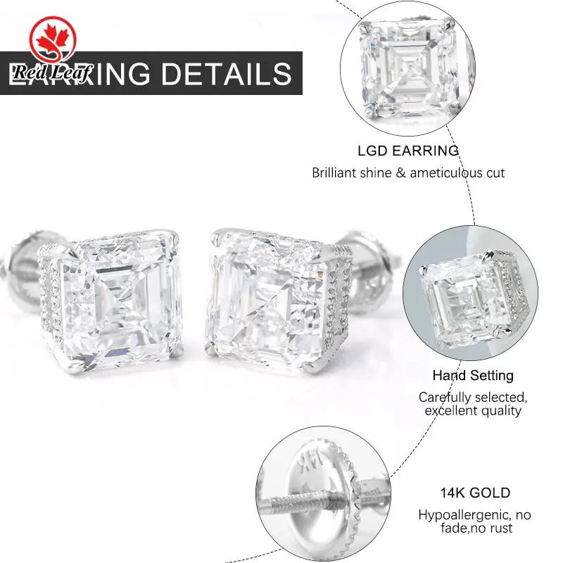 Lab Created Diamond Solitaire Earrings VVS1 - - Redleaf 6