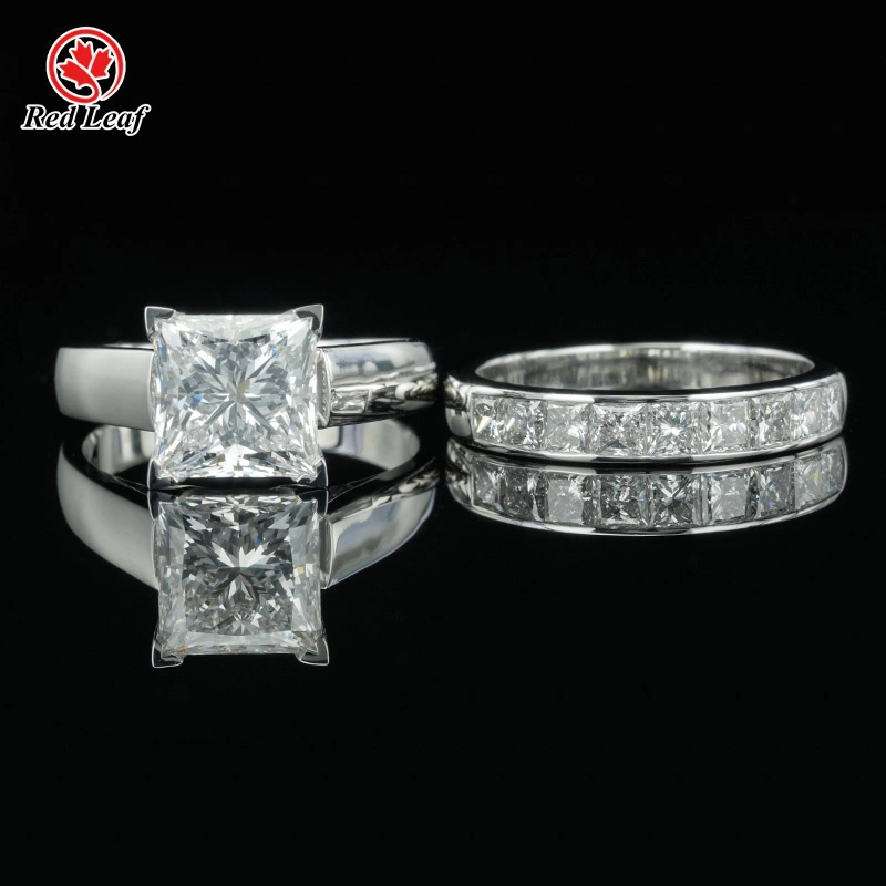Redleaf PT950 IGI Certified Princess Cut Lab Grown Diamond Couple Rings Cvd Diamond Jewellery Manufacturers 1