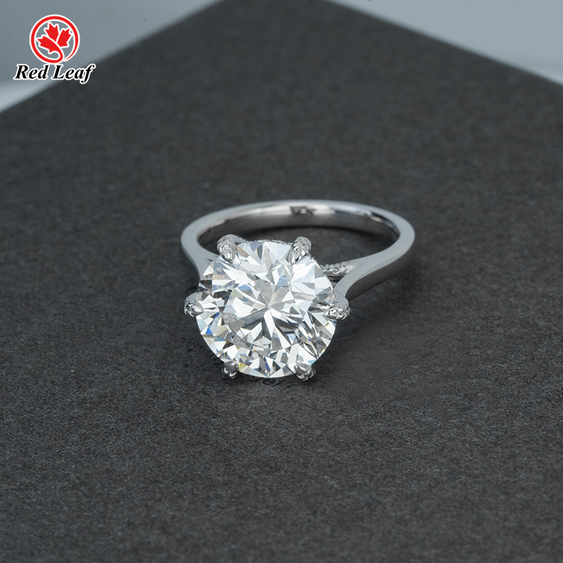 IGI zertifiziert 5.22CT D VVS2 ROUND LAB ZURÜCK DIMAMOND RING FÜR 4 Klauen PT950 Engagement Ehering Custom Labor Diamond Ring-Rotblatt 6