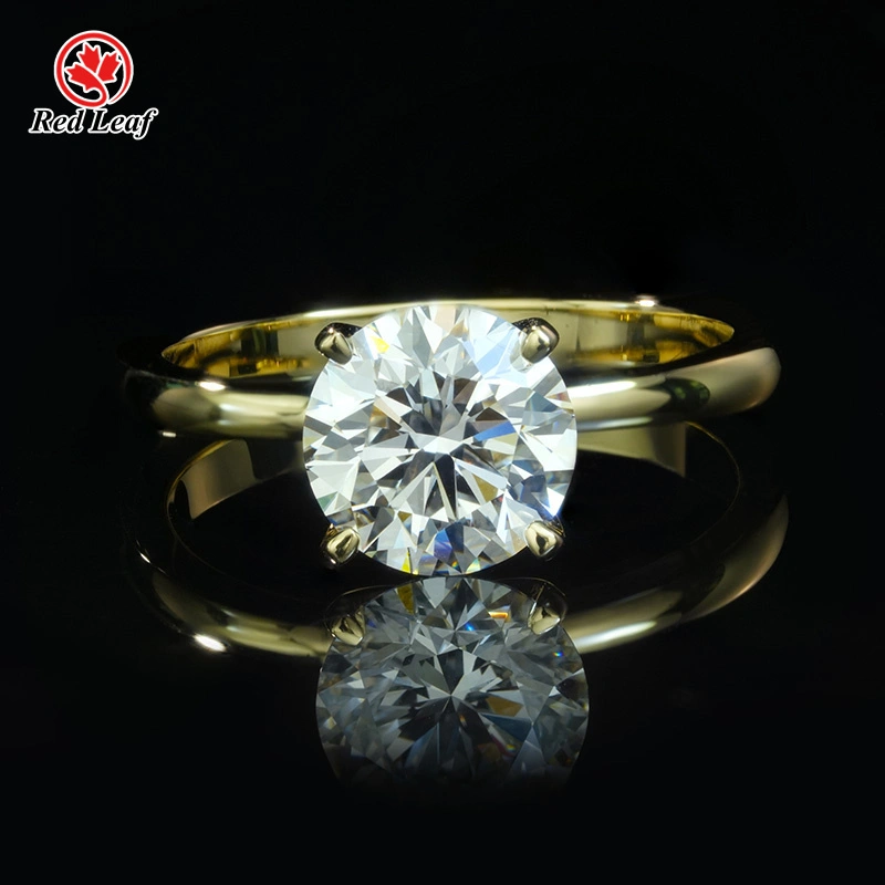 Redleaf 1CT 2CT 3CT Round Cut 18K Yellow Gold Lab Grown Diamond Ring Custom Lab Diamond Engagement Rings 1