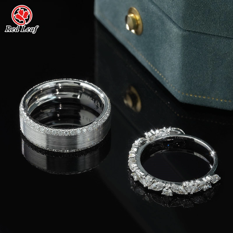 Redleaf Round Cut 14k White Gold Lab Diamond's Bedding Rings Marquise Cut Custom Enguked Rings Lab Diamonds 1