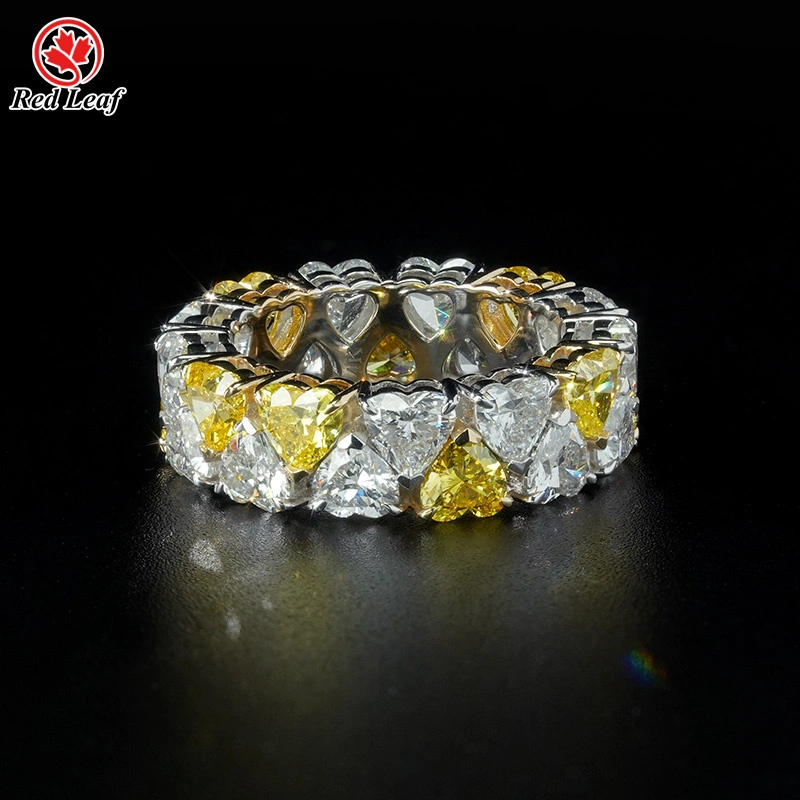 Redleaf Heart Cut 14K Gold de oro blanco Diamond Eternity Anillo de laboratorio personalizado Anillos de compromiso de diamantes 1