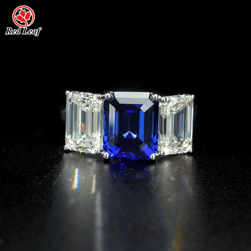 14K Or blanc D VVS1 Emerald Cut Lab Diamond Diamond Ring Lab Lab Laborat de fiançailles adulte-REDLEAF 1