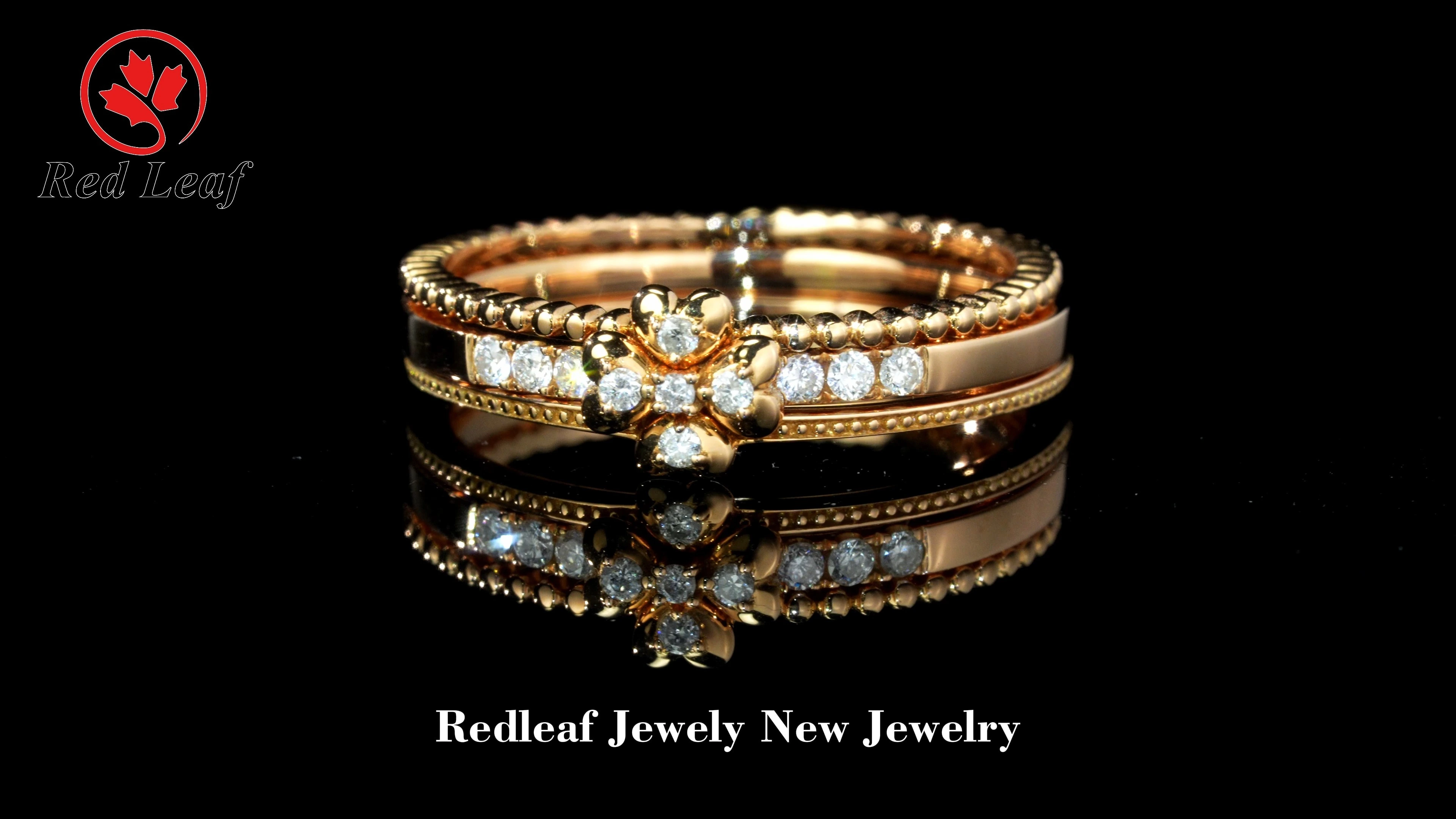 Redleaf Custom Lab Diamond Engagement Rings 18K Yellow Gold Round Brilliant Cut Lab Diamond Ring Set IGI GIA Certified 1