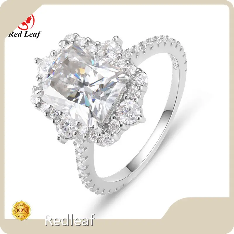 Lab Grown Gemstone Engagement Rings Round - - Redleaf 1