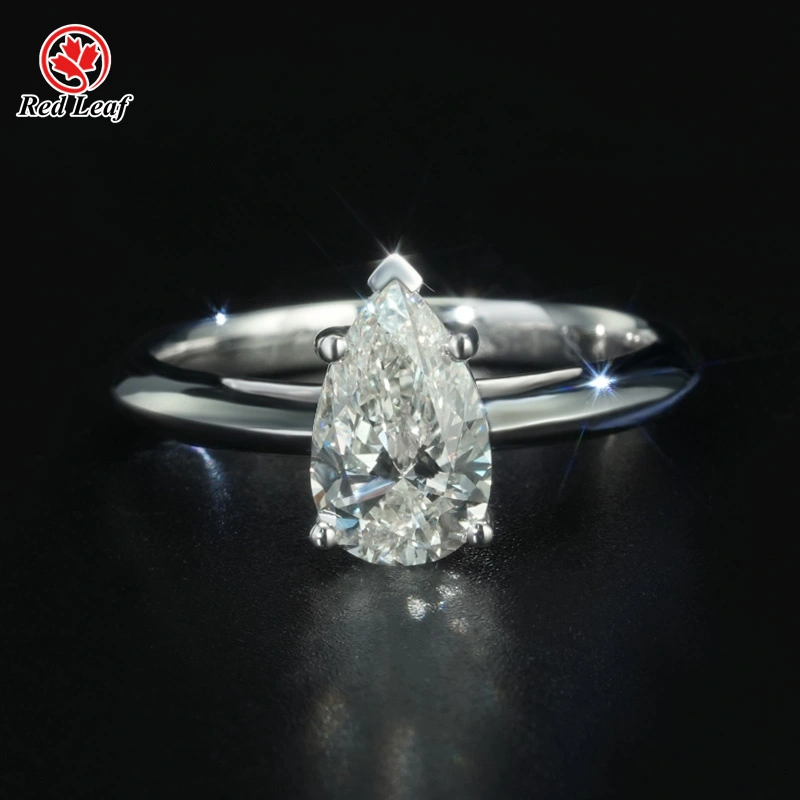 Redleaf Pear Cut IGI certifié 1CT D VVS1 18K White Gold Lab Diamond Ring Lab Made Diamond Bijoux en gros 1