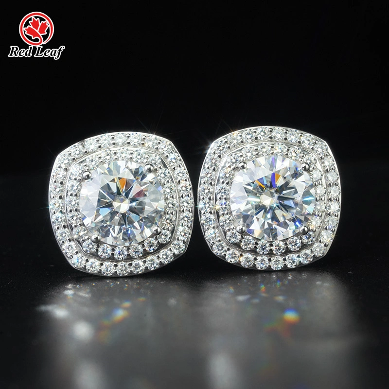 Redleaf 18K White Gold Lab Grown Diamond Earrings Round Cut IGI Certified Stud Earing Cvd Diamond Jewellery Manufacturers 1
