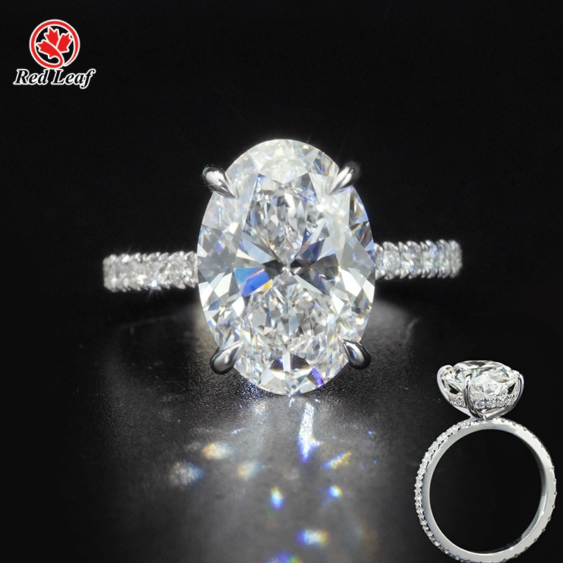 Redleaf 5CT D VVS1 OVAL CUT IGI Certifié 18K White Gold Lab Diamond Ring Lab Lab Laborage Diamond Singles 1