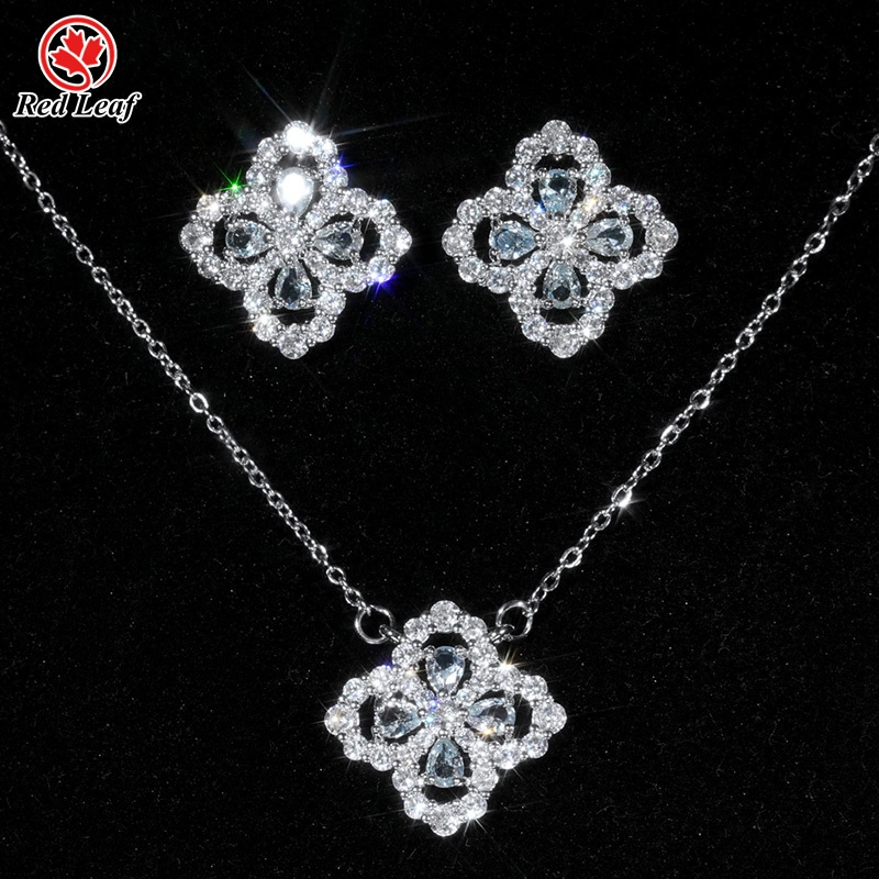 Redleaf 10K/14K/18K White Gold Lab Grown Diamond Jewelry Sets With Earring Necklace Cvd Diamond Jewellery Manufacturers 1